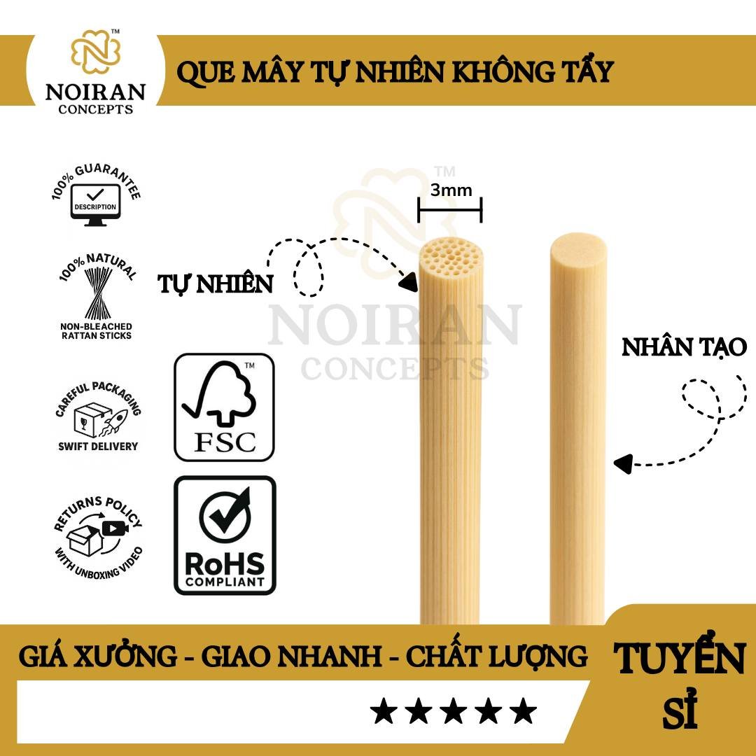 COMBO QUE MÂY TỰ NHIÊN 3MMX20CM KHÔNG TẨY CHUẨN ROHS VÀ FSC XUẤT KHẨU - Image 2