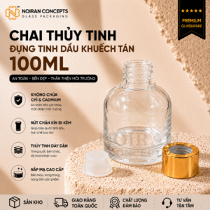 Chai thủy tinh trong đựng tinh dầu khuếch tán 100ml cao cấp Noiran Concepts, chai đựng reed diffuser bằng thủy tinh trong suốt, phù hợp làm tinh dầu khuếch tán và quà tặng.