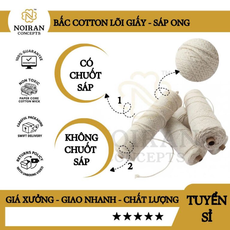 Bấc cotton lõi giấy - sáp ong - Noiran Concepts