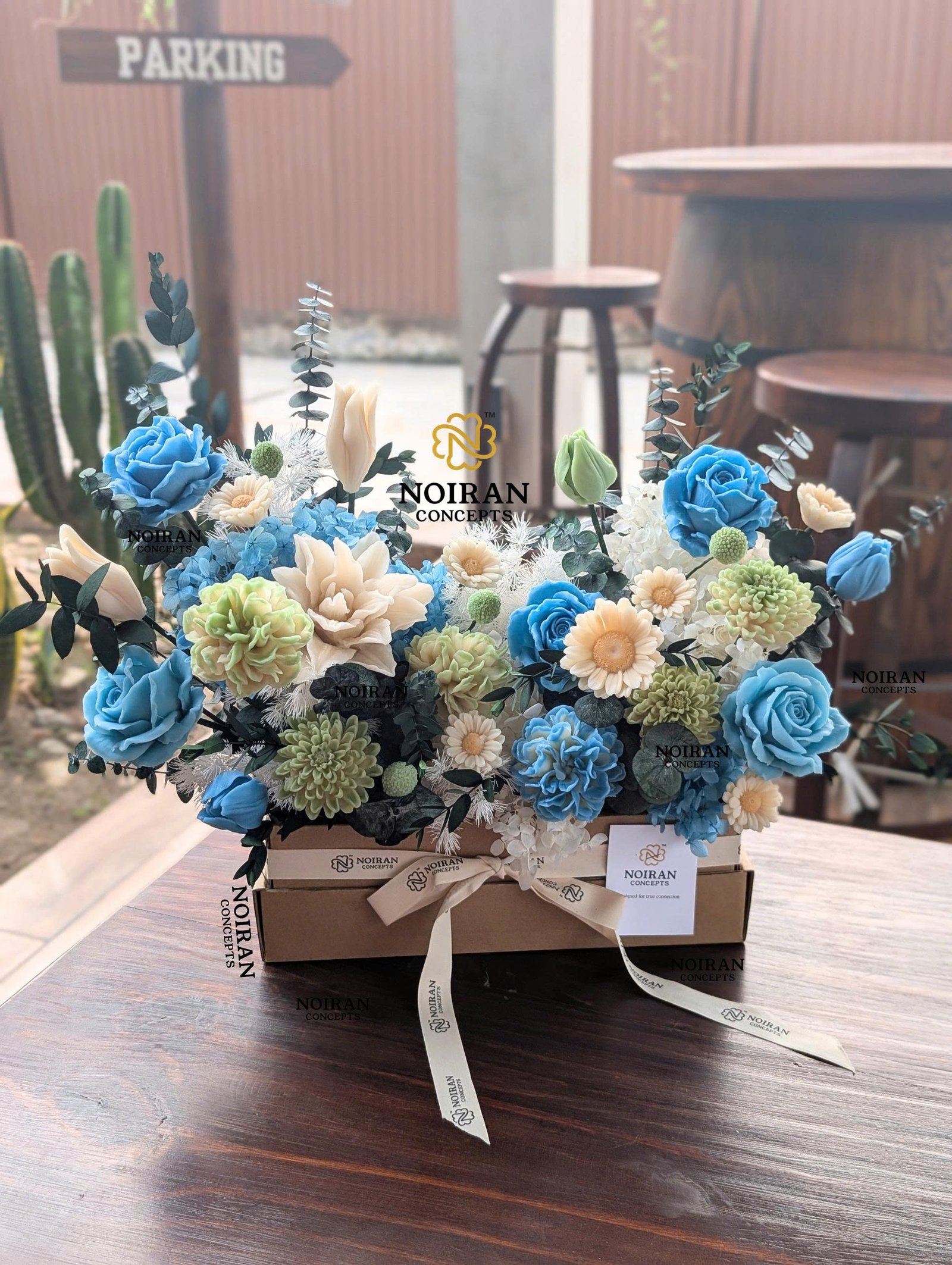 Hộp hoa nến thơm trang trí phòng khách Garden Box No.1